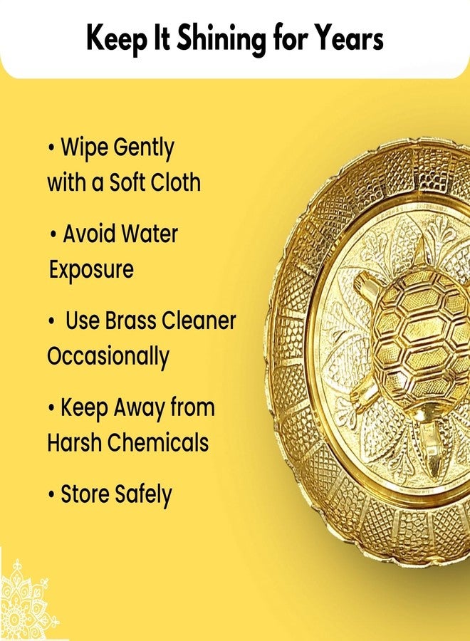 Plus Value Premium Handicraft Vastu Feng Shui Brass Tortoise Turtle with Plate [Career, Good Luck] - Image 3